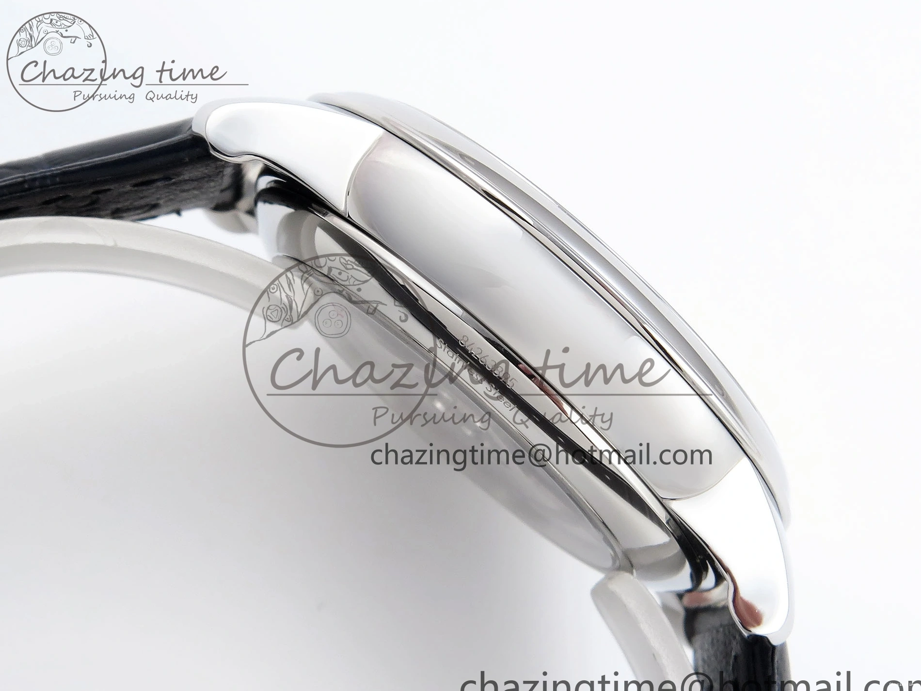 0208 Soft De Ville Date SS MKF 1:1 Best Edition Blue Dial Roman Marker on Black Leather Strap A 7745